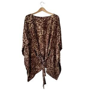 Be... Brown Coral Print Caftan Tunic Size Small